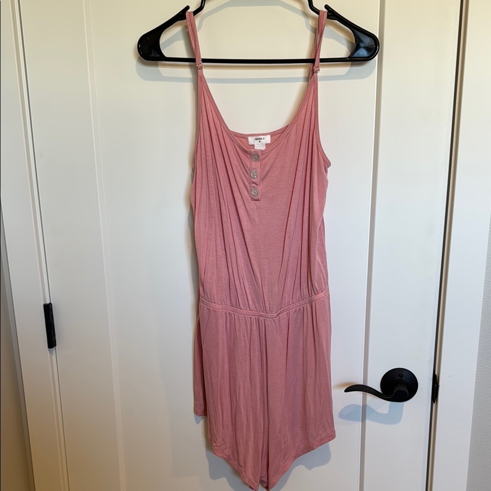 Forever 21 Pink Flowy Jumpsuit with Spaghetti Straps